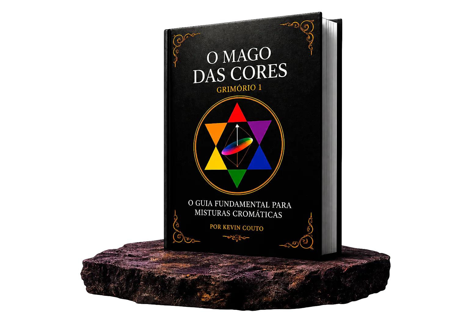 Livro O Mago das Cores sobre pedra